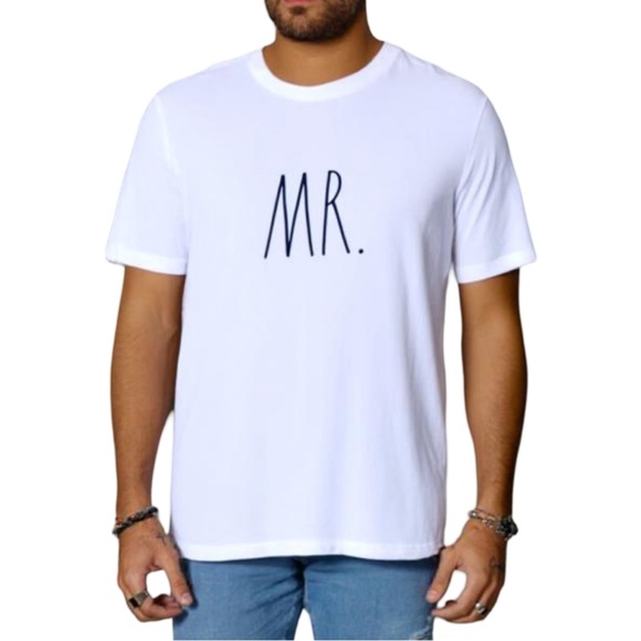 Rae Dunn Other - Rae Dunn Mr. Men's White Tee T-Shirt Small Casual Soft Groom Wedding Crewneck